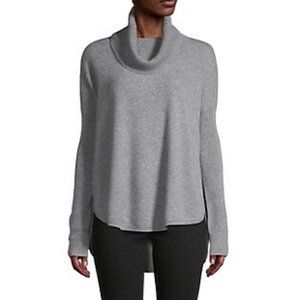 Saks Fifth Ave XS Sweater Grey Cashmere Cowlneck V